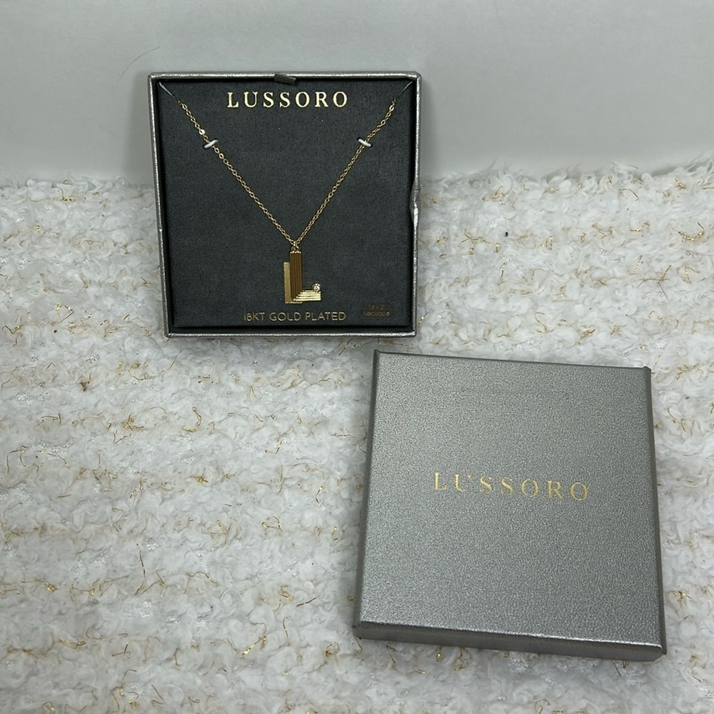 Lussoro Initial‎ L Pendant Necklace 16+2 Inch Adjustable Chain